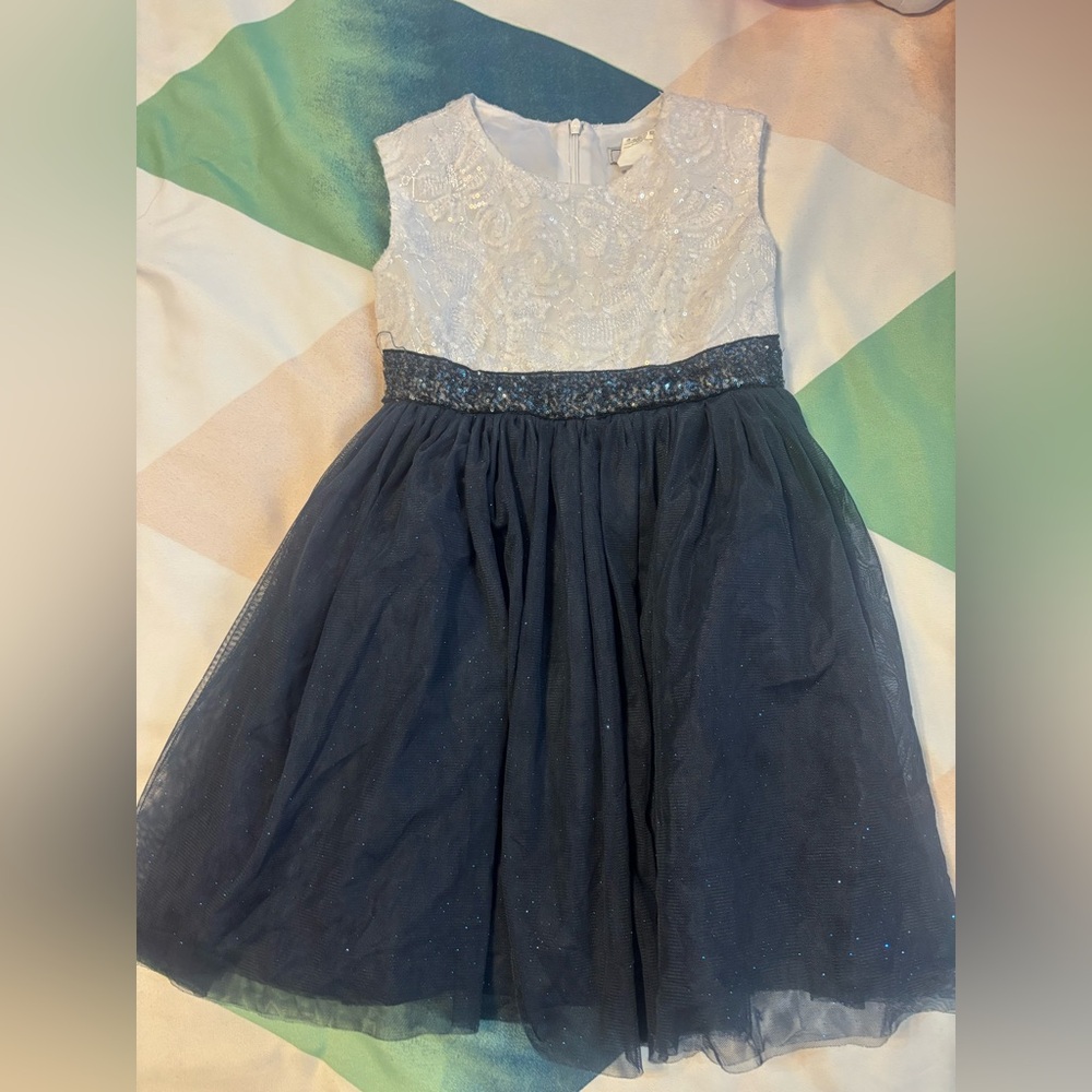 Navy and White Formal Kids Dress